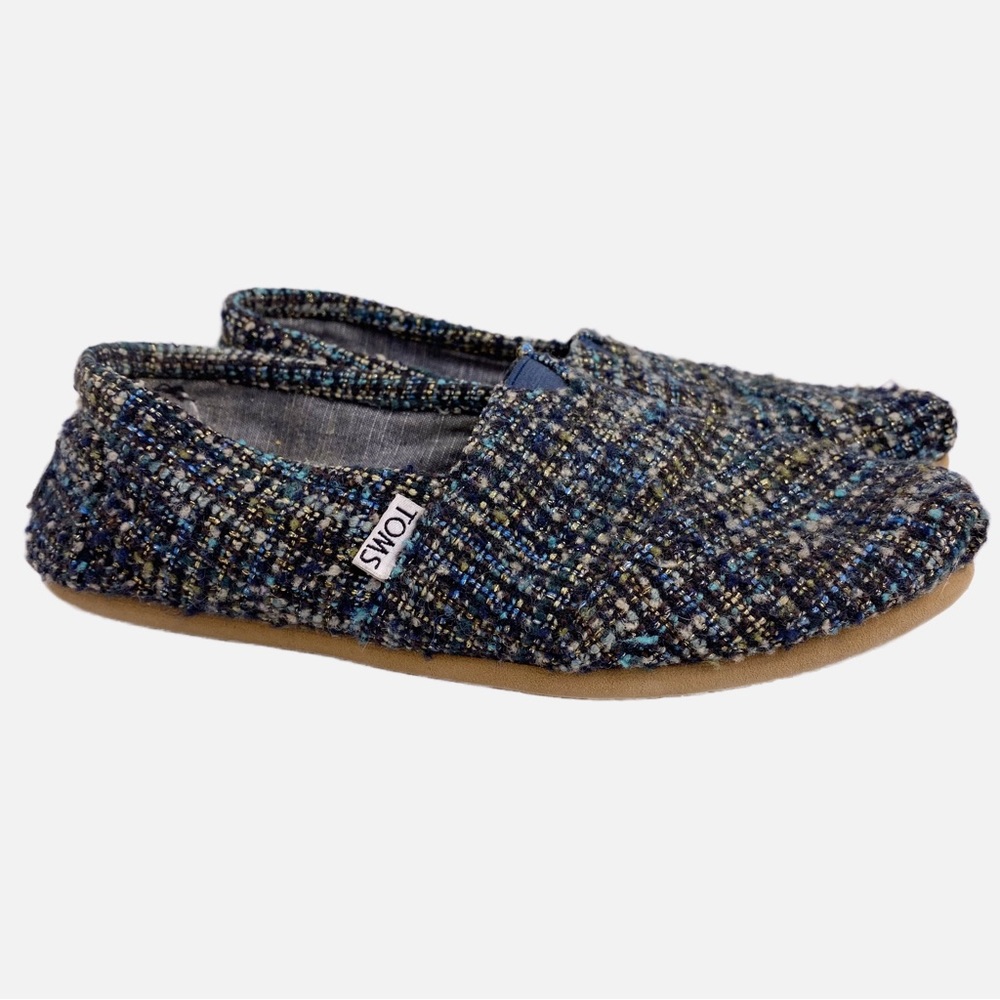 Toms Women’s 8 Blue Tweed Classic Slip on Shoes Multicolor